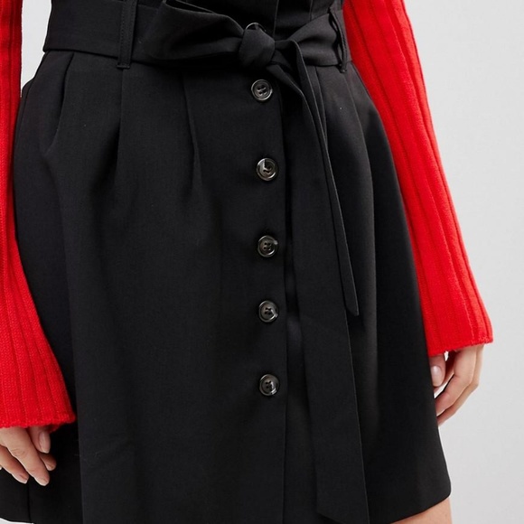 ASOS Black Tailored Paper Bag Waist Skirt NWOT - Picture 4 of 4